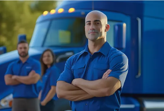 TEN employee with arms crossed in front of truck